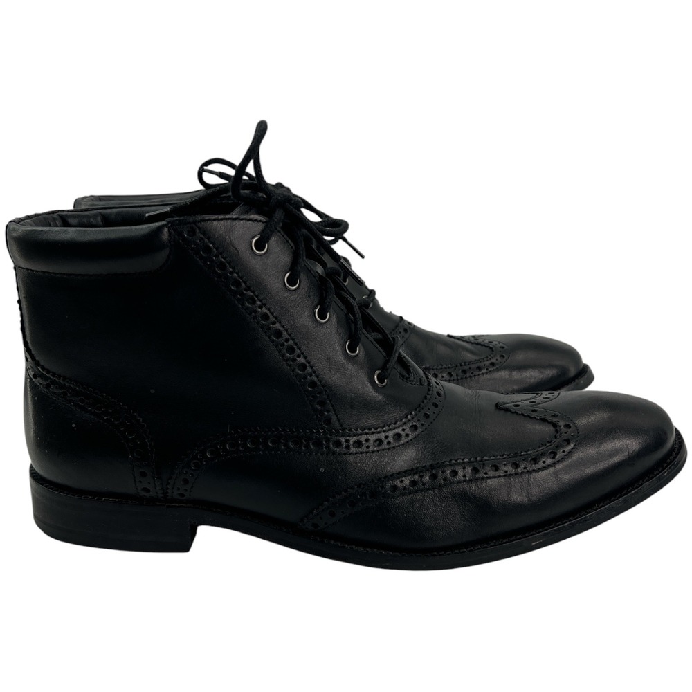 Cole Haan Mens Black Leather Wingtip Brogue Lace Up Ankle Boots C20285 11.5 M